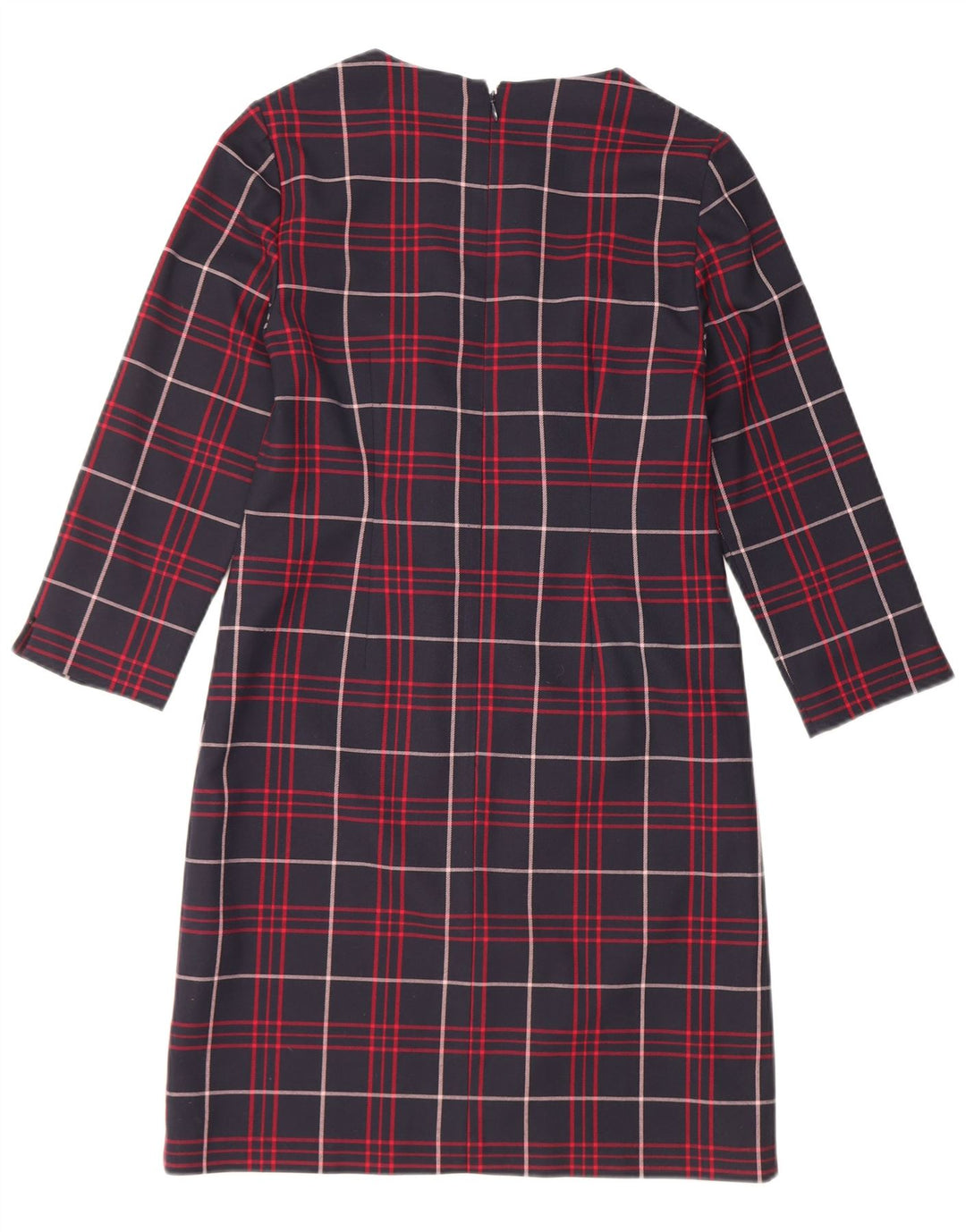 HOBBS Womens 3/4 Sleeve Shift Dress UK 6 XS Navy Blue Check Polyester