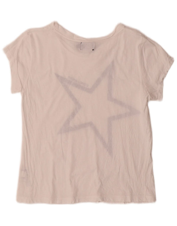 Converse Damen Grafik-T-Shirt-Oberteil UK 14 Große weiße Baumwolle