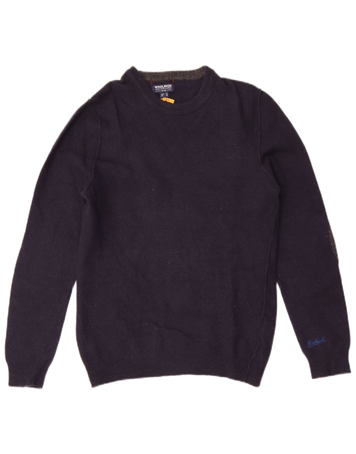 Woolrich Herren-Pullover mit Rundhalsausschnitt, Größe S, marineblaue Wolle