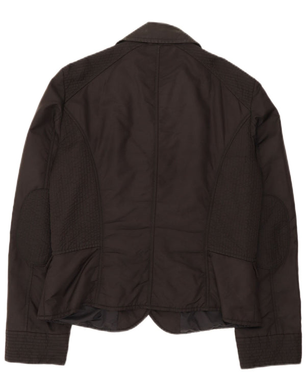 Marella Damen gepolsterte 2-Knopf-Blazerjacke, UK 14, großes schwarzes Polyamid