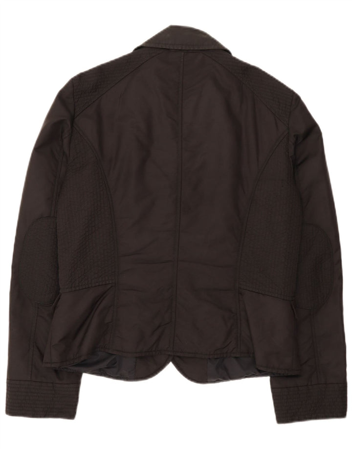 Marella Damen gepolsterte 2-Knopf-Blazerjacke, UK 14, großes schwarzes Polyamid