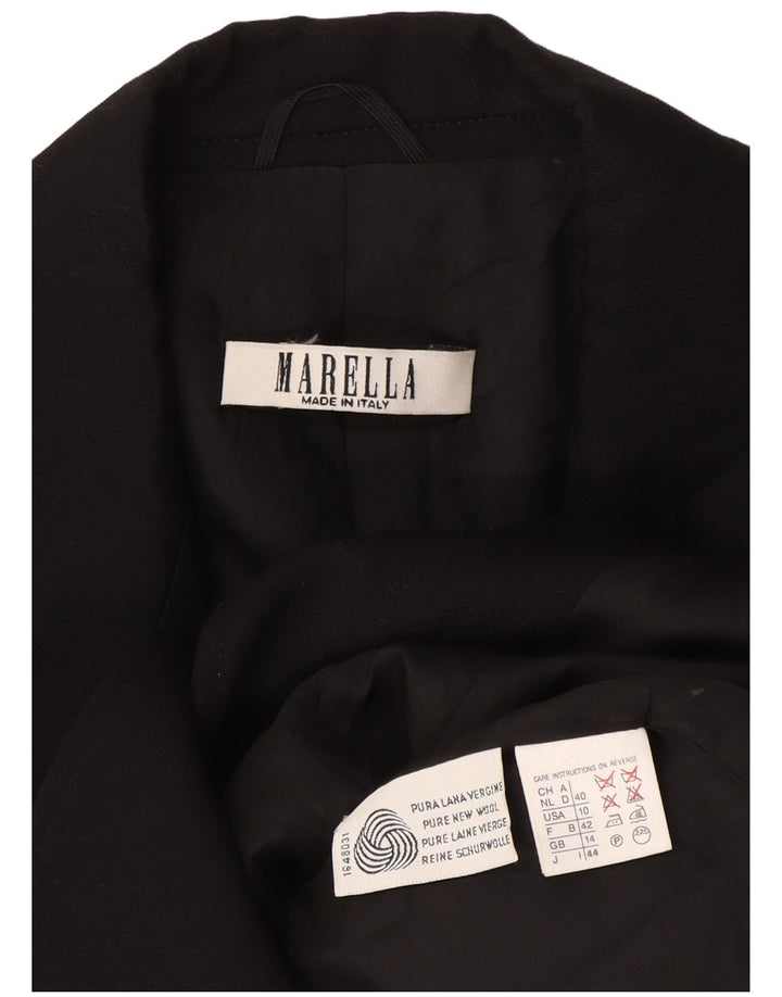 Marella Damen 1-Knopf-Blazer-Jacke, UK 14, große schwarze Wolle