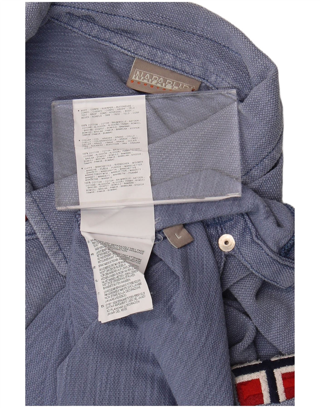 Napapijri Herren-Poloshirt mit geografischer Grafik, groß, aus blauer Baumwolle