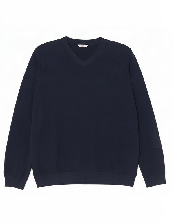 Marks & Spencer Jungen-Pullover mit V-Ausschnitt, 15–16 Jahre, marineblaue Baumwolle