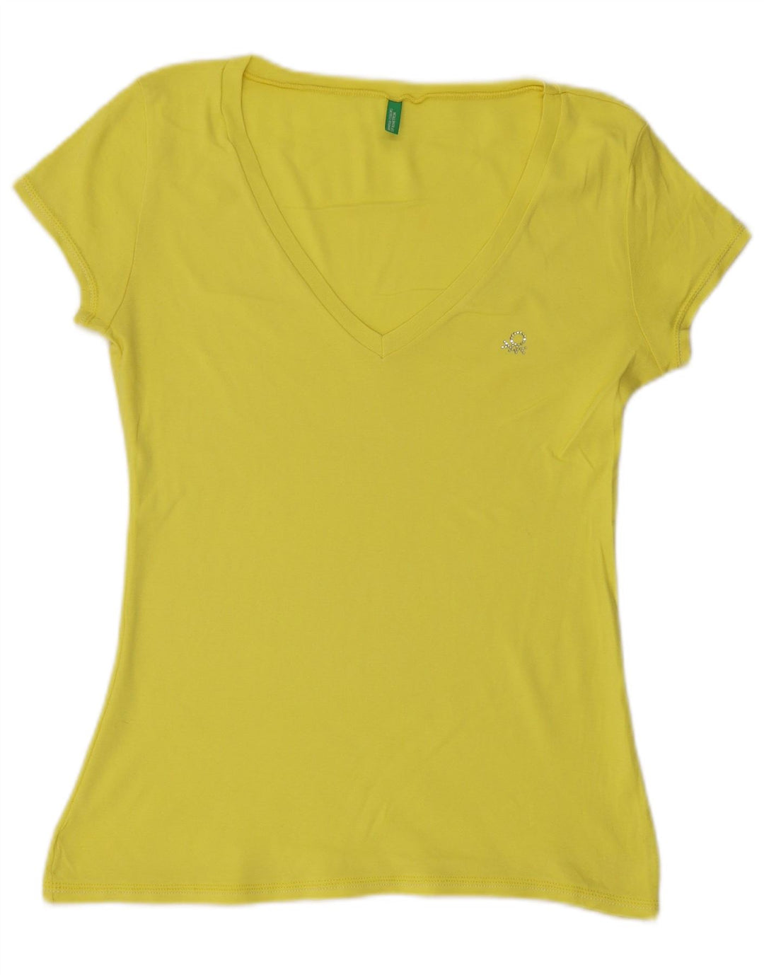 Benetton Damen T-Shirt Top UK 10 Small Gelb