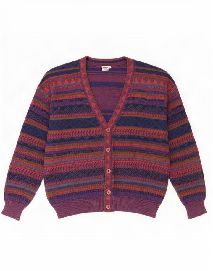 Vintage Herren Cardigan Pullover IT 50 Medium Mehrfarbig Geometrisch