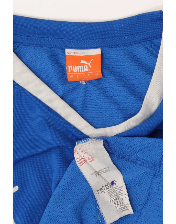 Puma Herren T-Shirt Top Large Blau Colourblock Polyester