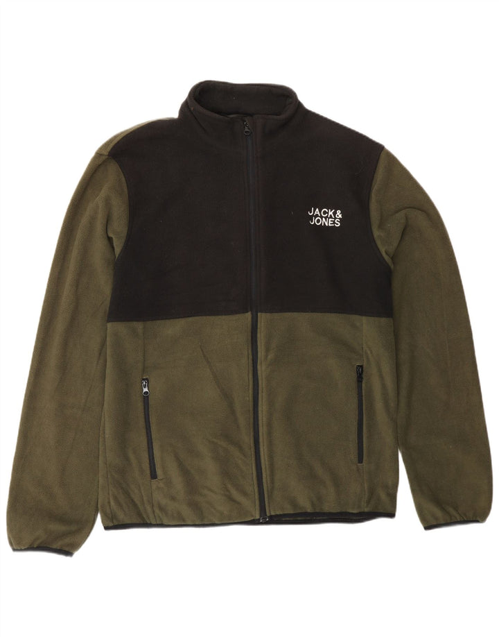 Jack & Jones Herren Fleecejacke UK 40 Large Grün Farbblock