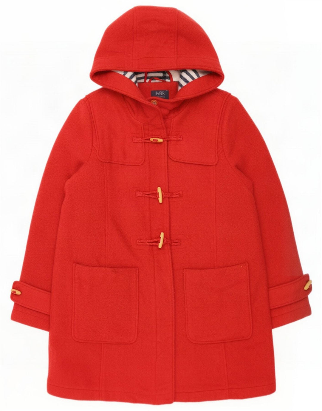Marks & Spencer Damen-Dufflecoat mit Kapuze, übergroß, UK 18, XL, rotes Polyester