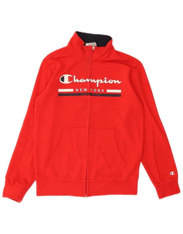 Champion Jungen-Trainingsanzugoberteil mit Grafik, 11–12 Jahre, Größe L, Rot