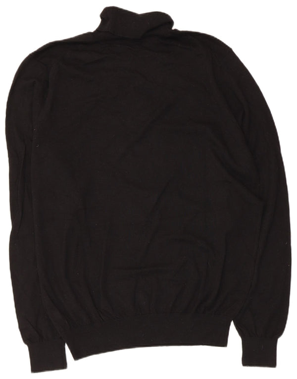 Massimo Dutti Damen-Pullover mit Rollkragen, UK 18, XL, schwarze Baumwolle