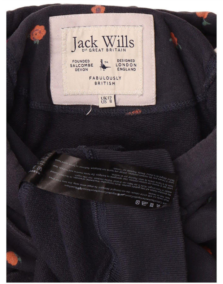 Jack Wills Damen-Pullover mit grafischem Kapuzenpullover, Größe M, Marineblau, Baumwolle, UK 12
