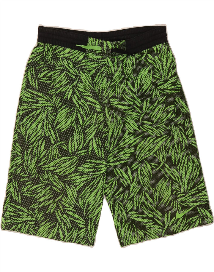 NIKE Boys Abstract Sport Shorts 12-13 Years Large Green Vintage Nike and Second-Hand Nike from Messina Hembry 