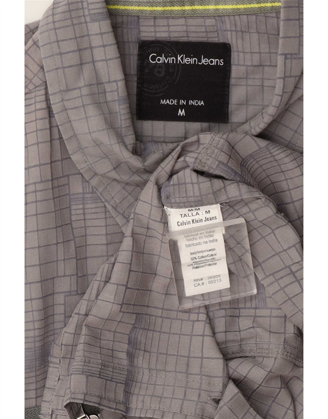 Calvin Klein Jeans Herrenhemd mittelgrau karierte Baumwolle