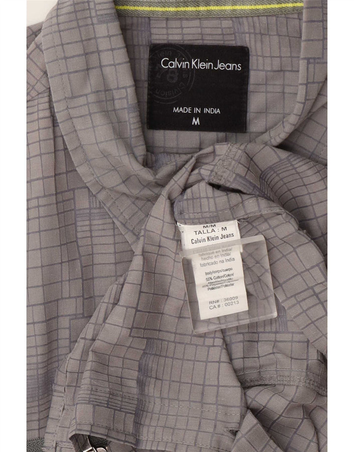 Calvin Klein Jeans Herrenhemd mittelgrau karierte Baumwolle