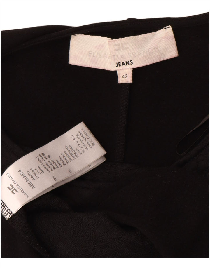 Elisabetta Franchi Damen Blusentop IT 42 Mittelschwarze geblümte Baumwolle