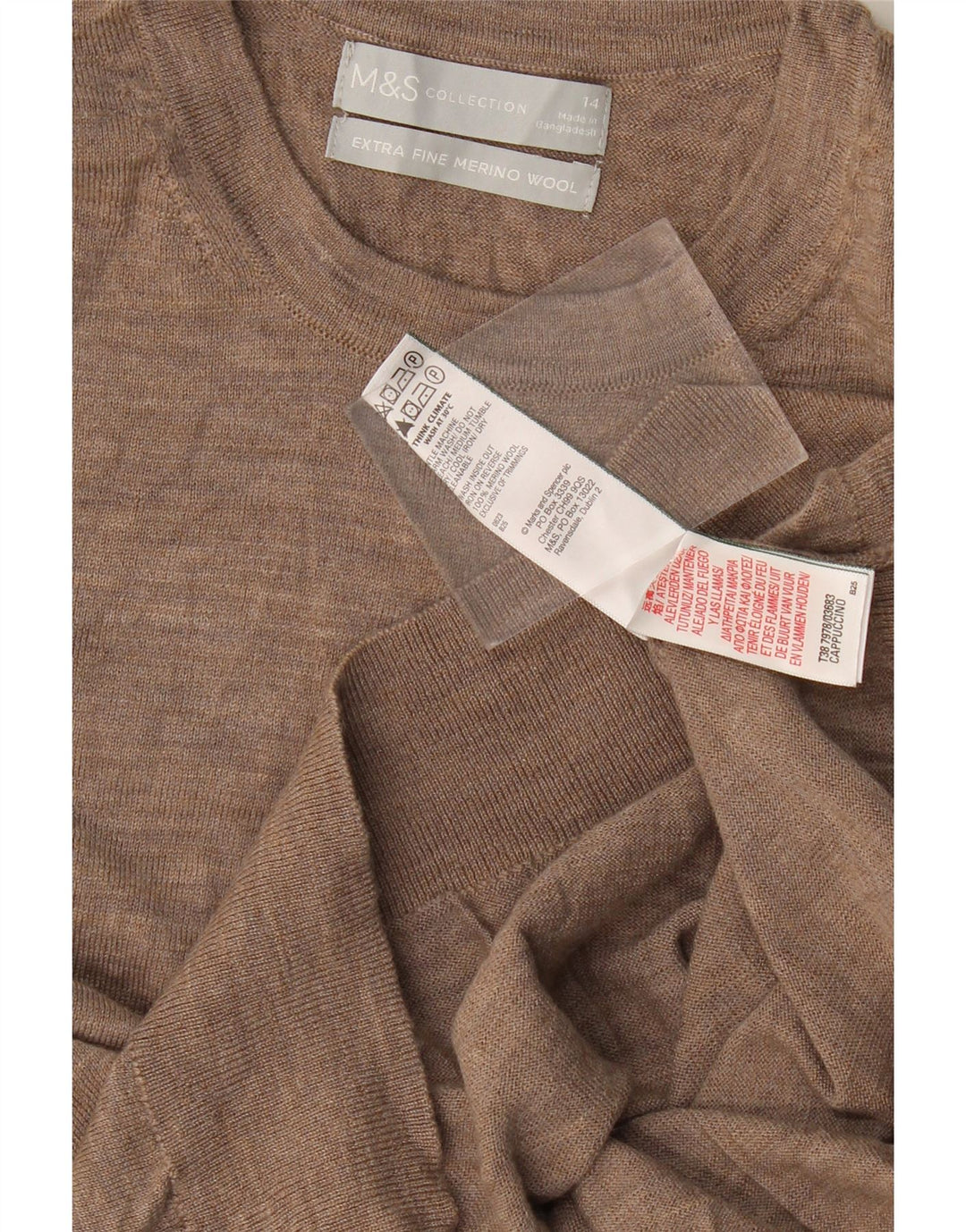 Marks & Spencer Damen-Pullover mit Rundhalsausschnitt, Gr. 14, mittelbraun gefleckt