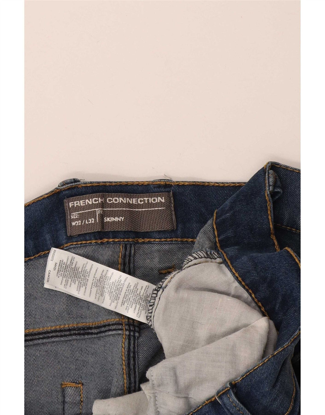 French Connection Herren Skinny Denim Shorts W32 Mittelblaue Baumwolle