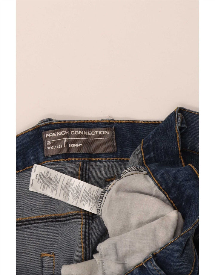 French Connection Herren Skinny Denim Shorts W32 Mittelblaue Baumwolle