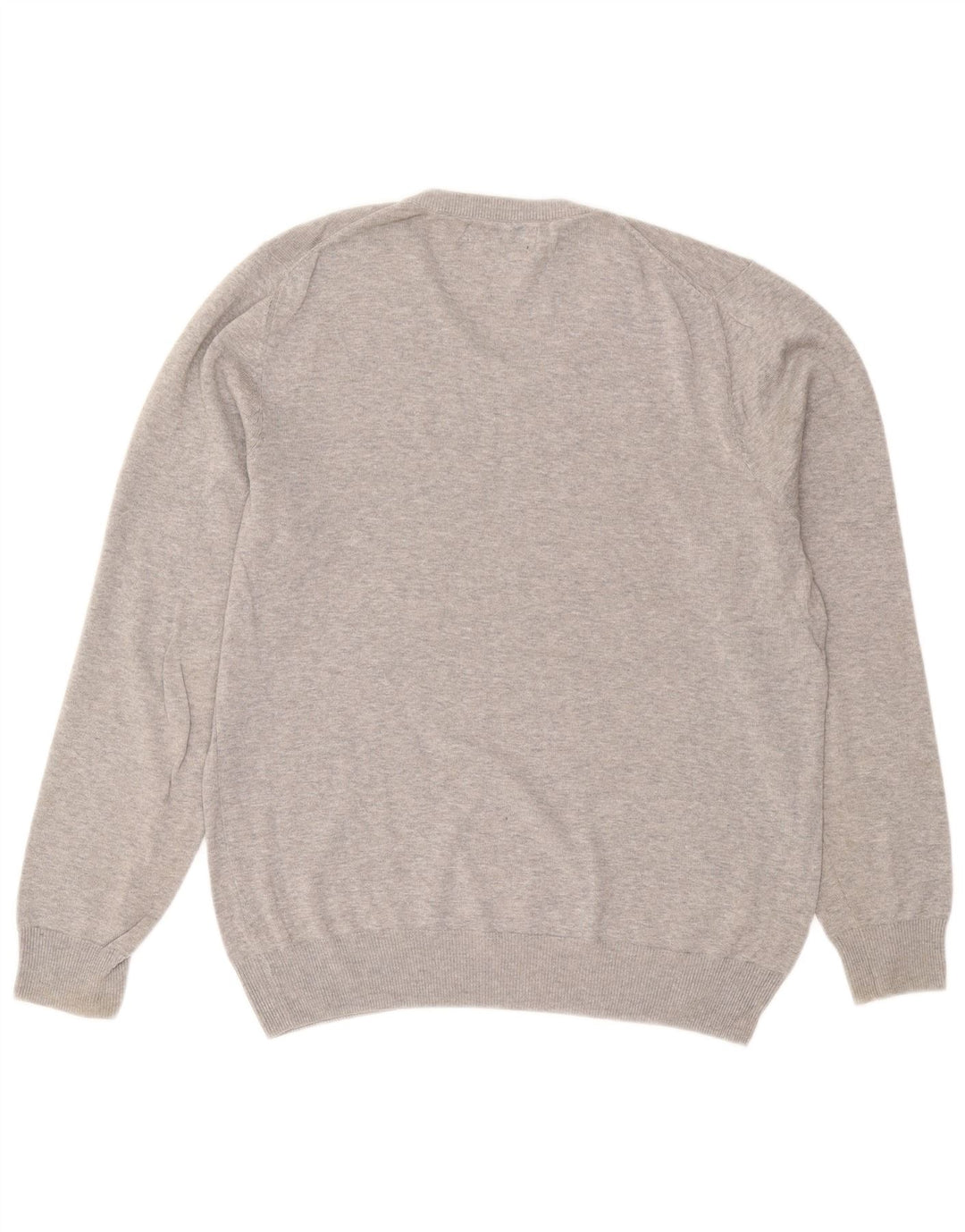 Marks & Spencer Herren-Pullover mit V-Ausschnitt aus mittelgrau gefleckter Baumwolle