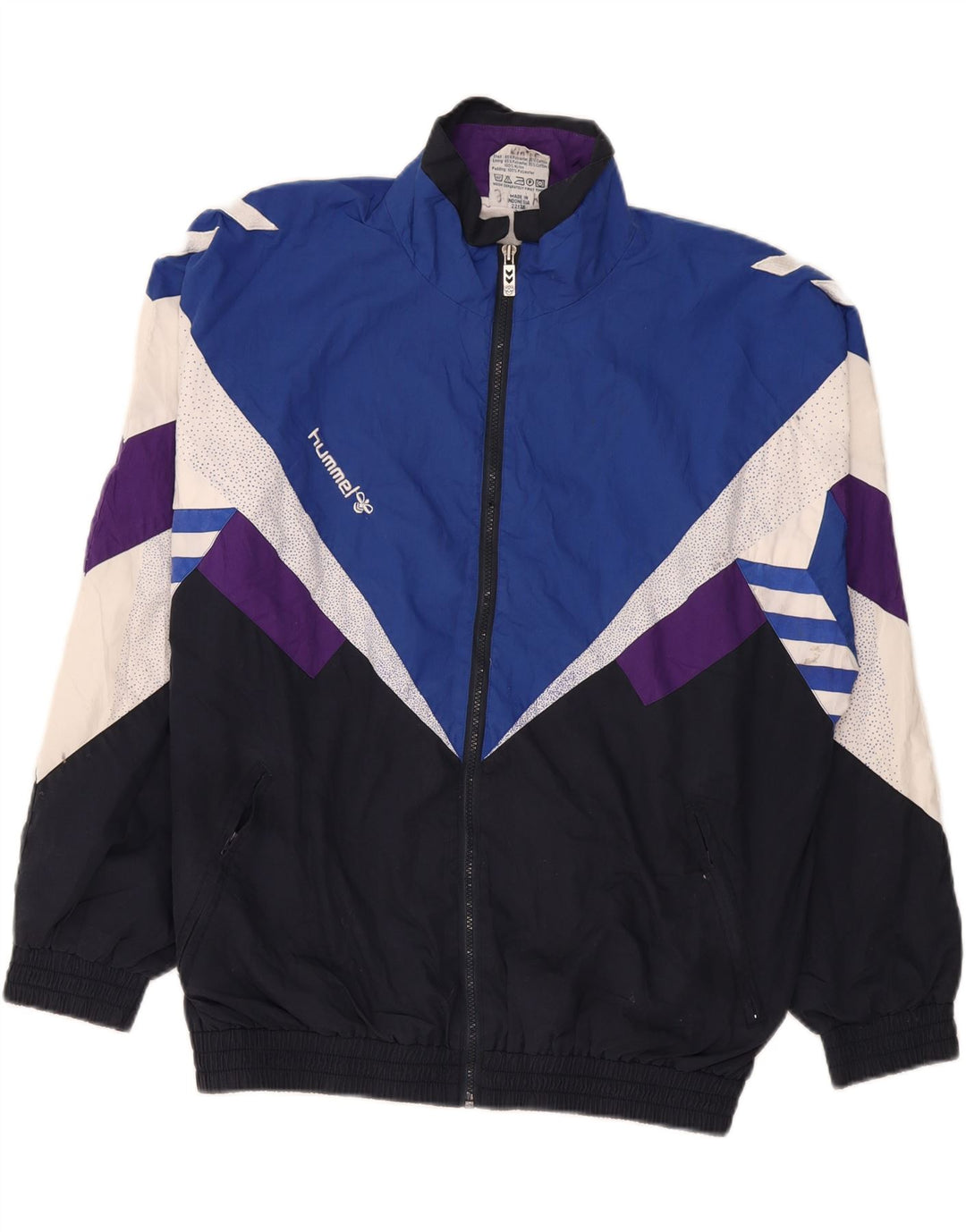 Hummel Herren-Trainingsanzugoberteil mit Grafik, groß, Marineblau, Farbblock
