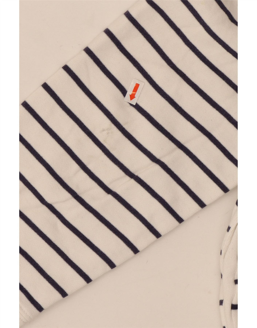 CREW CLOTHING Damen-Sweatshirt mit Reißverschluss am Hals, UK 14, Größe L, weiß gestreift