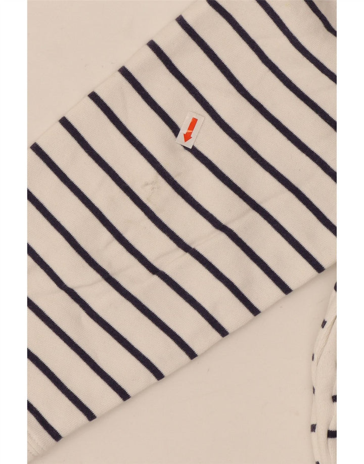 CREW CLOTHING Damen-Sweatshirt mit Reißverschluss am Hals, UK 14, Größe L, weiß gestreift