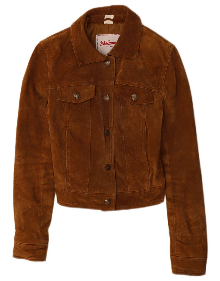 John Baner Damen Wildlederjacke UK 8 Small Braunes Leder