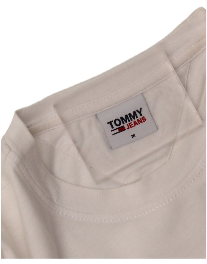 Tommy Hilfiger Damen Grafik-T-Shirt-Oberteil UK 14 Mittelweiß