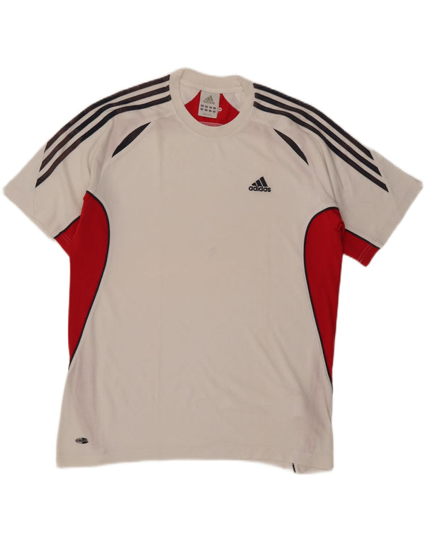 Adidas Herren Climalite T-Shirt Top UK 40/42 Mittelweiß Farbblock