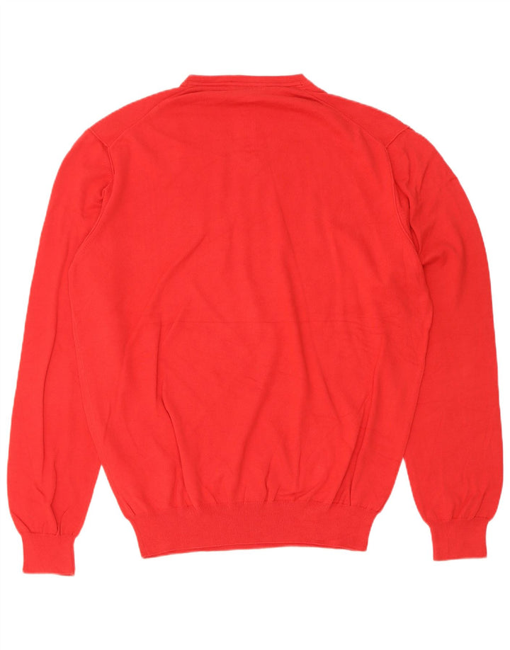 Trussardi Herren-Pullover mit V-Ausschnitt, groß, aus roter Baumwolle
