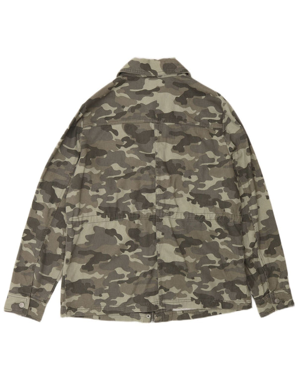 M&Co Damen Militärjacke UK 12 Mittelgrüne Camouflage-Baumwolle