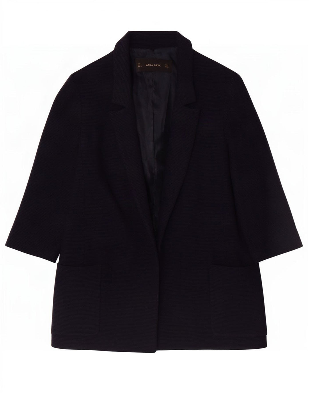 Zara Damen-Blazer, übergroß, 3/4-Ärmel, offen, Gr. 10, Marineblau