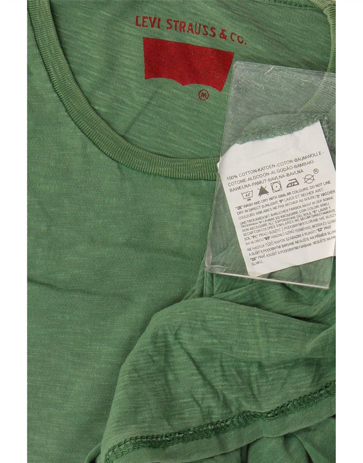 Levi's Herren-T-Shirt-Oberteil aus mittelgrün gefleckter Baumwolle