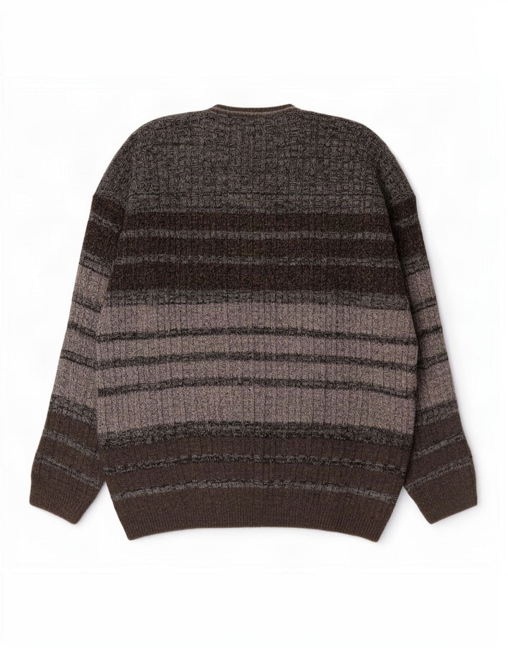Tris Line Herren-Pullover mit V-Ausschnitt IT 54 XL grau gestreifte Wolle