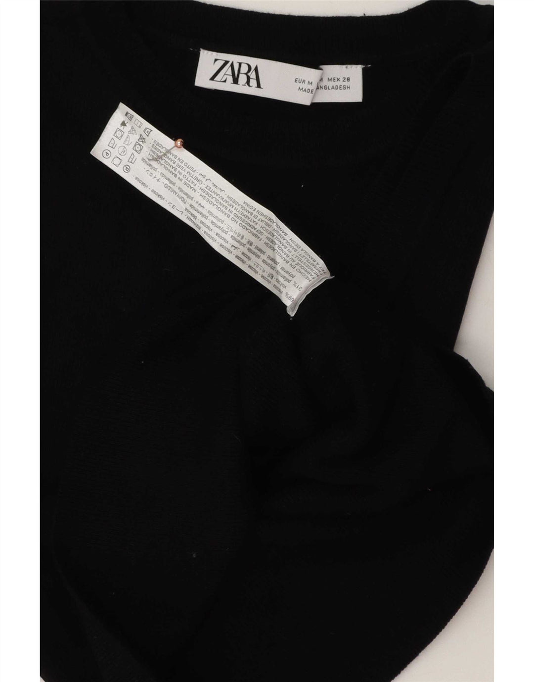 Zara Damen Crop Vest Top UK 12 Mittelschwarze Viskose