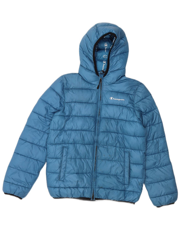 CHAMPION Wattierte Jungenjacke mit Kapuze, 11–12 Jahre, Größe L, Blau, Polyester