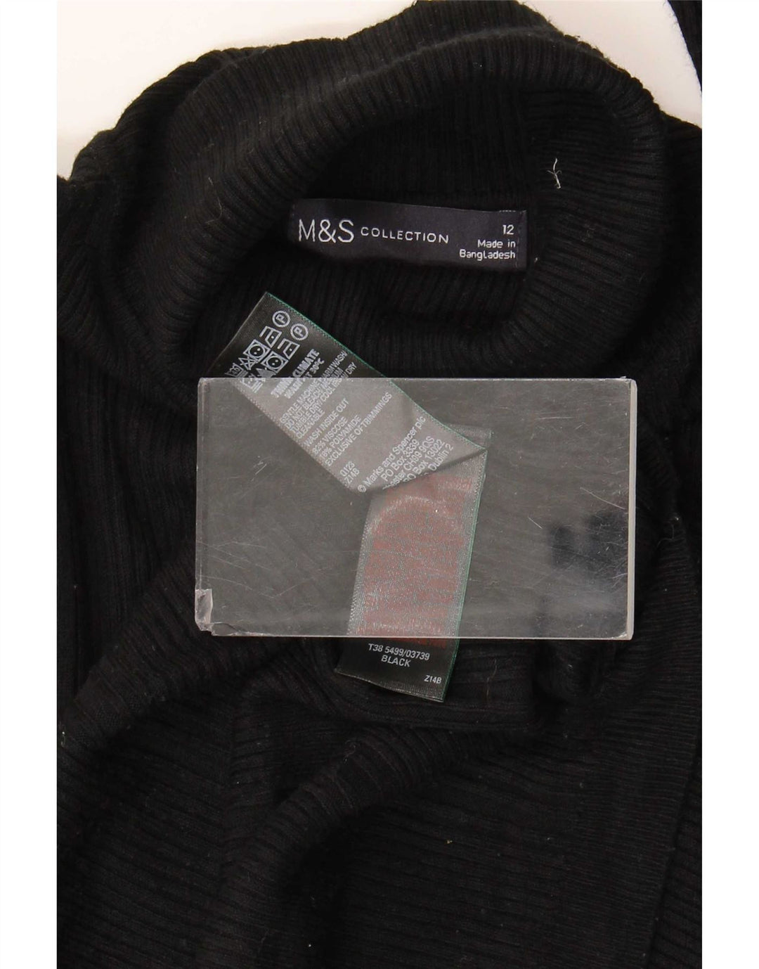 Marks & Spencer Rollkragenpullover für Damen, UK 12, mittlere schwarze Viskose