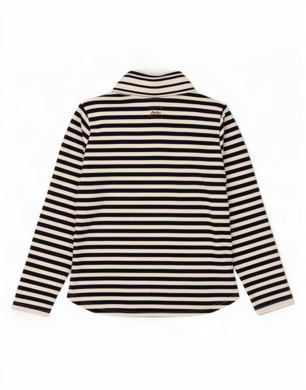 Joules Damen-Sweatshirt mit Reißverschluss am Hals, UK 12, mittelweiß, gestreift, Baumwolle