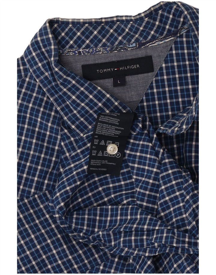 Tommy Hilfiger Herrenhemd, groß, blau kariert, Baumwolle