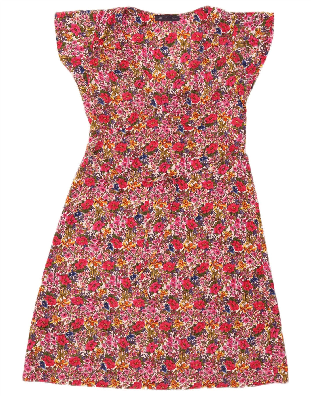 Marks & Spencer Damen-A-Linien-Kleid, Größe S, Rosa, Blumenmuster, Polyester