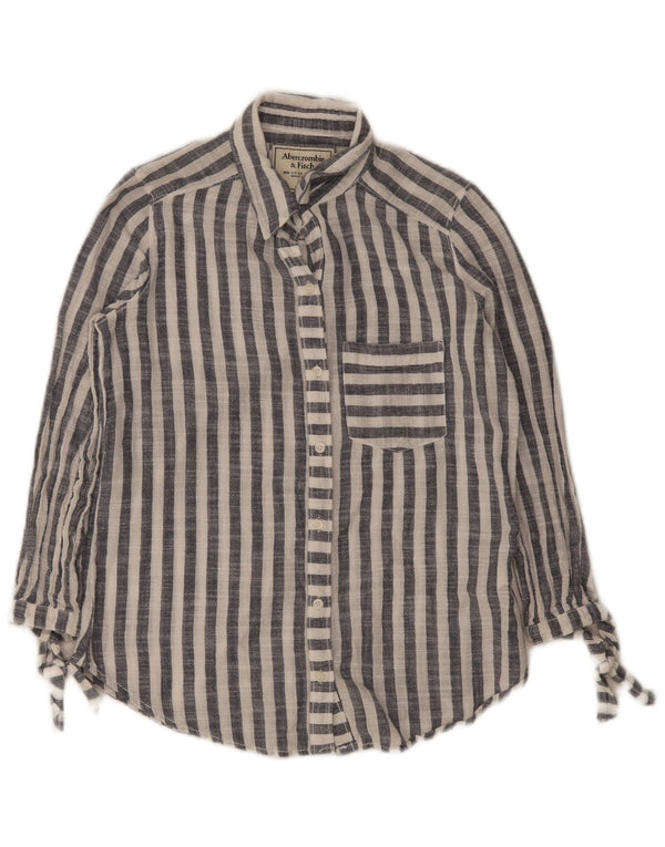 Abercrombie & Fitch Damen-Hemd mit 3/4-Ärmeln, UK 6, XS, Marineblau gestreift