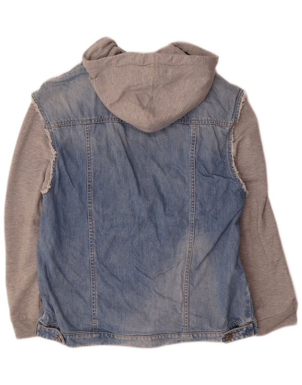 Zara Damen-Jeansjacke mit Kapuze, UK 14, Mittelblau, Farbblock