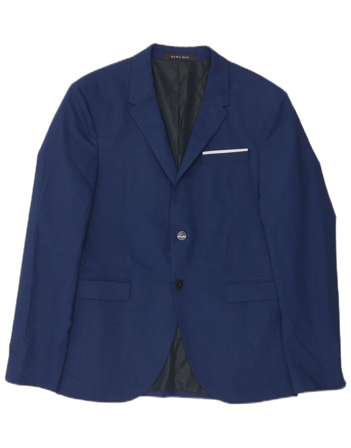 Zara Herren 2-Knopf-Blazerjacke EU 50 Mittelblau