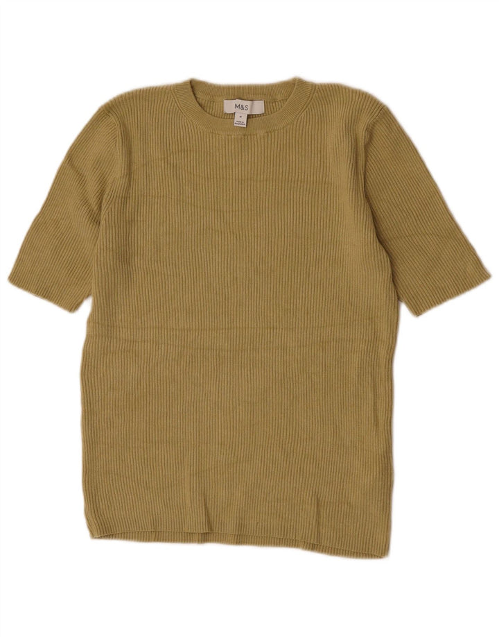Marks & Spencer Damen T-Shirt Top UK 12 Mittelbeige Viskose