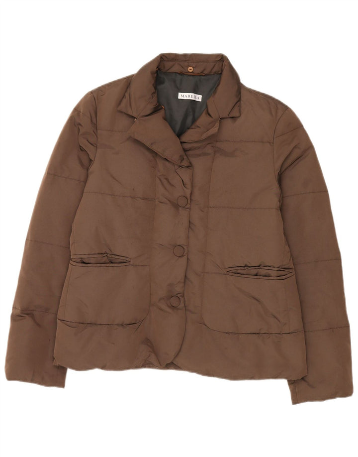 Marella Damen Wattierte Jacke UK 14 Large Braun Polyamid