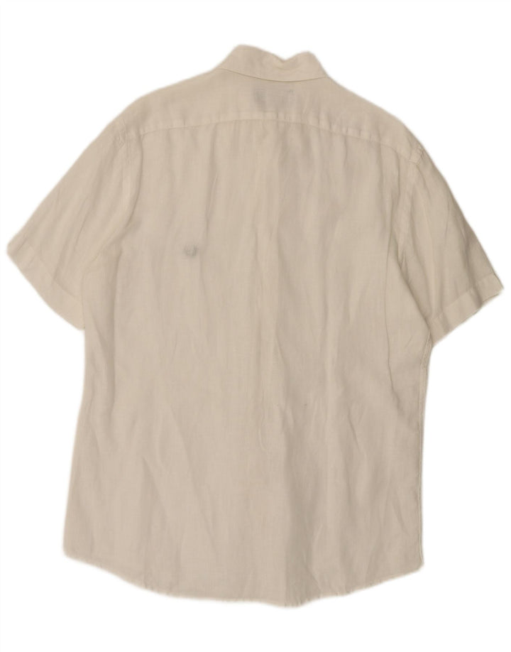 Fred Perry Herren Kurzarmhemd Mittelweißes Leinen