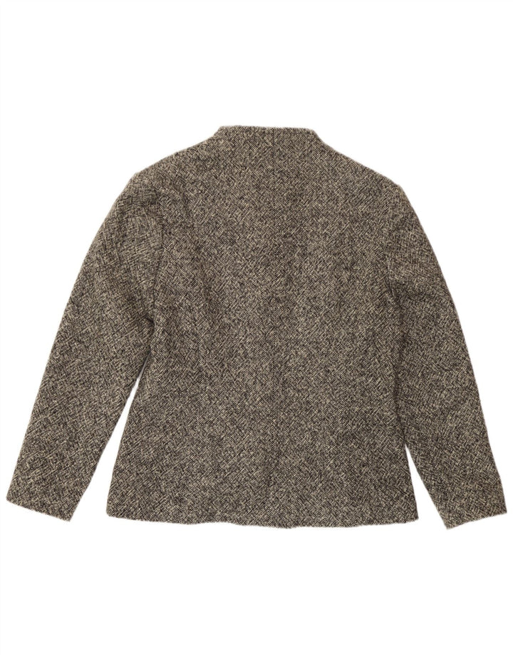 Vintage Damen 3-Knopf-Blazerjacke UK 12 Mittelgrau meliert
