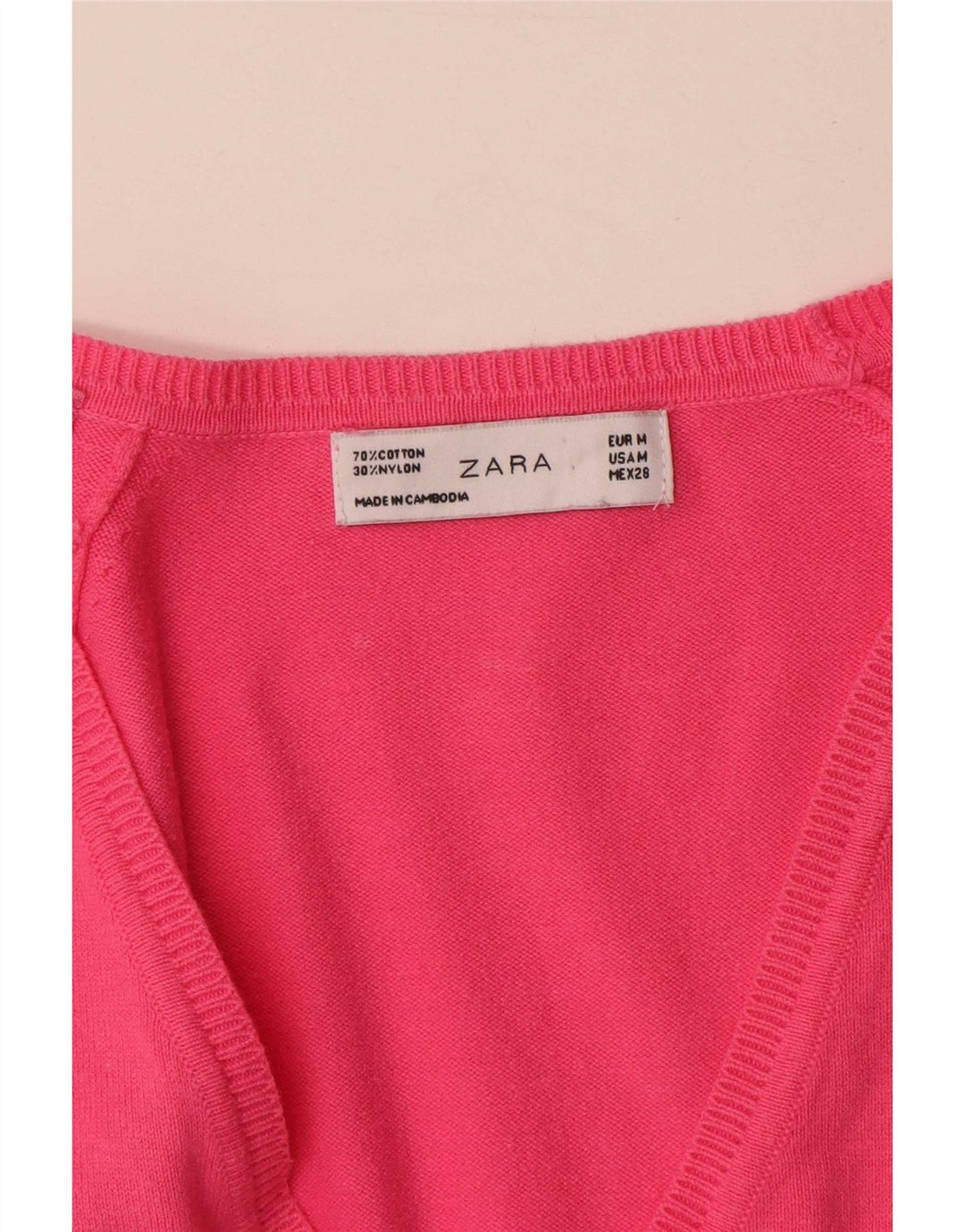 Zara Damen-Cardigan-Pullover UK 12 Mittelrosa Baumwolle
