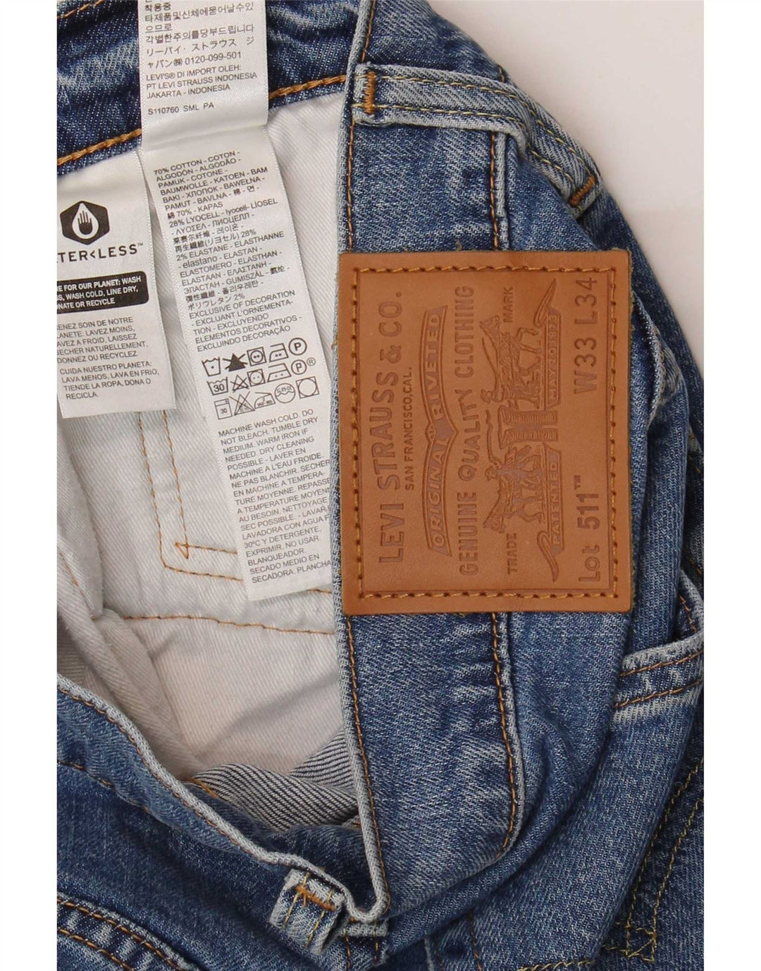 Levi's Herren 511 Slim Jeans W33 L34 Blaue Baumwolle